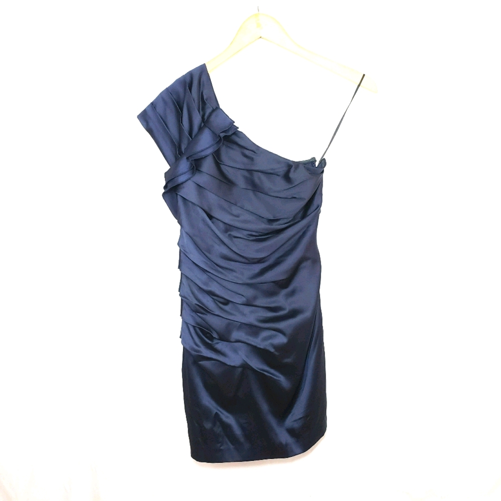 Express Blue Assymetrical Shoulder Dress 2